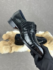 Zapatos de Vestir para Hombre 100% Piel de Cocodrilo – Cuero Charol Británico de Lujo Formal, Suela de Cuero, Zapatos Formales de Negocios para Boda - Product Image 6