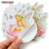 Autocollants en vinyle holographiques personnalisés en forme d'étoile, découpés sur mesure, imperméables, mignons, de style dessin animé, pour scrapbooking, journal, bouteille d'eau