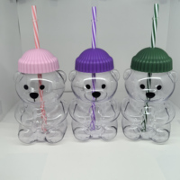 NEU 20oz Plastik-Bärenbecher Kinder-Wasserflasche Niedliche Bären-Plastikbecher BPA-frei Acryl Entzückende Kaltgetränkebecher für Getränke