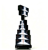 Tour d'affichage LED créative cinétique à 11 couches double face, rotation à 360°, haute luminosité 400-600 cd, densité de pixels P2, usage commercial