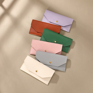 QIAN LI PU Faux Leather Wallet Card Holder ID Key Pouch Sunglasses <b>Case</b> <b>Makeup</b> <b>Brush</b> Storage Bag Gray Coffee Green Pink Beige - Product Image 1