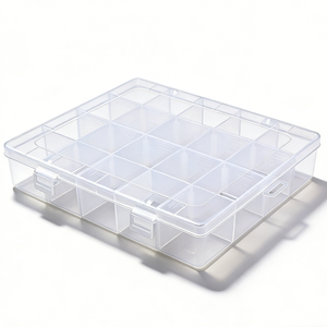 กล่องเก็บอุปกรณ์อิเล็กทรอนิกส์แบบใส ปรับได้ 20 ช่อง พร้อมถาดใส่ - Product Image 2