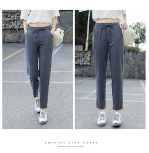 <span class=keywords><strong>Pantaloni</strong></span> Casual in Lino/Cotone da Donna, Vestibilità Ampia, Stile <span class=keywords><strong>Carrot</strong></span>, Vita Alta Elasticizzata, Laccio Frontale, Lunghezza alla Caviglia - Product Image 6