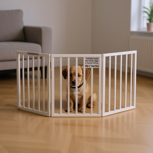 Cancelletto per Cani Pieghevole in Legno di Pioppo a 3 Pannelli Bianco 59,1 Pollici Recinto per Animali Domestici - Product Image 2