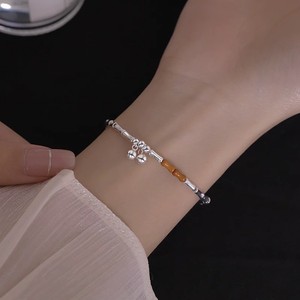 Bamboo Joint Olive Pit <b>Bracelet</b> With Bell <b>Charm</b> Tibetan <b>Silver</b> Women's Jewelry Gift Accessory - Product Image 1