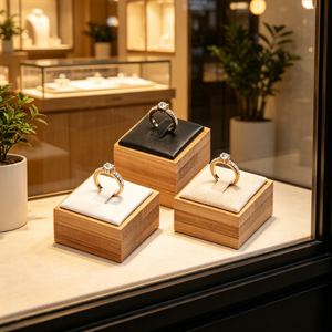 Luxury Square Bamboo Jewelry <b>Ring</b> <b>Box</b>, Custom Print Logo Wooden <b>Ring</b> Display Stand for Wedding <b>Proposal</b> <b>Ring</b> Packaging - Product Image 4