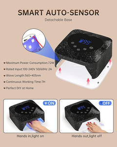 Lampe à ongles UV LED à base détachable 365 nm, 5 réglages de minuterie, rechargeable par USB, séchage rapide, pour salon et usage domestique - Product Image 4