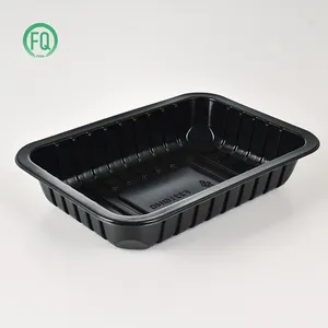 Manufacturer Corn Starch Frozen Meat Fruit Packaging Disposable Black Plastic Tray Pp Vegetable Meat Tray For Hypermarket