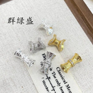 Qunlvsheng S925 Sterling Silver Diamond <b>Set</b> Slim Waist Spacer <b>Bead</b> For Bracelet Making DZ175 176 - Product Image 3