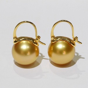 XINGYE AAAA Grado Lujo MAR DEL SUR PERLA DE AGUA DE MAR DORADA 10-13mm PENDIENTE DE ARO Redondo DORADO GRUESO - Product Image 4