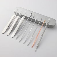 4 7 8 9 Pcs/Set Aiguilles pour enlever les points noirs de l'acné en acier inoxydable Pimple Spot Comedo Extractor Tool Set