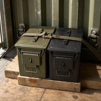 Boîte de rangement portable, résistante à l'humidité et verrouillable pour la chasse et les voyages en plein air, avec boîte à munitions sécurisée en acier