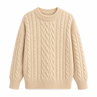 Pull-over en maille torsadée à col rond pour femme, coupe ample, manches longues, idéal pour l'automne et l'hiver – Vente en gros, personnalisable (ODM)