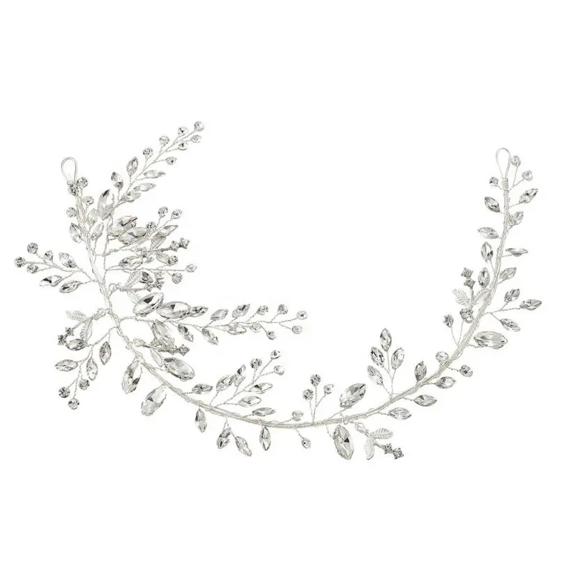 Ruban blanc Cristal Perle Fleurs Feuilles Bandeau Plaqué Or Mariage Mariée Cheveux Bijoux Accessoires