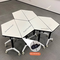 HYZ-297X Ensemble table et chaise de formation trapézoïdale pour salle de classe intelligente, table de conférence hexagonale pliable en alliage d'aluminium épaissi