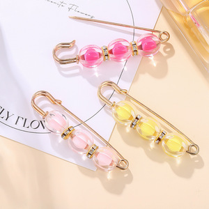Broche de seguridad de aleación con cuentas ovaladas, rosa, amarillo, rojo rosa, para ajustar la ropa, accesorio unisex, 6x1,5 cm - Product Image 1