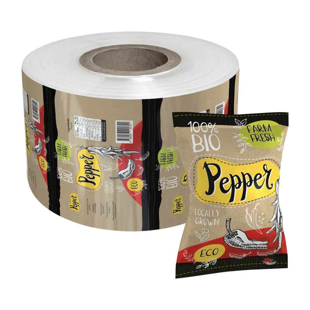 Kustom dicetak makanan ringan kemasan makanan gulungan Film dengan aluminium Foil kentang tas kemasan makanan kelas Chip tas paket