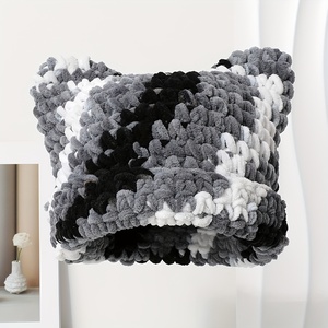 Bonnet épais en tricot crochet fait à la main, épais, chaud, en peluche, pêcheur, Y2K, chapeau coloré arc-en-ciel, oreilles <span class=keywords><strong>de</strong></span> chat - Product Image 2