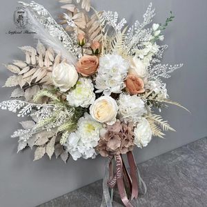 Crisantemo Rosa Champagne dall'Aspetto Naturale Fiori Realistici al Tatto per <span class=keywords><strong>Bouquet</strong></span> da Sposa Decorazione Personalizzata - Product Image 4