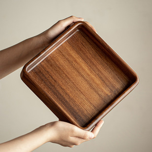 Square Walnut Wood <b>Tea</b> <b>Tray</b> With Teapot And Cups For Kung Fu <b>Tea</b> Serving And Fruit Display - Product Image 3
