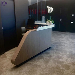 Mostrador <span class=keywords><strong>de</strong></span> Recepción Moderno Personalizado <span class=keywords><strong>de</strong></span> Madera con Piedra Corian Blanca para Oficina - Product Image 2
