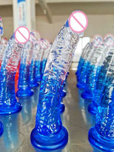 Jouet pour adultes pour femmes, stimulateur du point G, gode transparent <span class=keywords><strong>en</strong></span> gelée dégradé couleur piano, ventouse puissante - Product Image 5