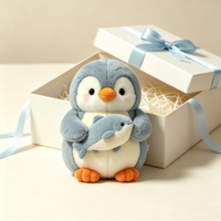 Boneka Penguin Bulu Lembut Kustom dari Karya Seni Asli Anda Pesanan Minimum Rendah Pengiriman Cepat Seri Kebun Binatang Boneka Penguin Isi Dakron