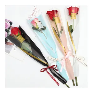 防水单玫瑰花袖塑料包装袋玫瑰花束花漂亮包装
