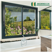 Lukliving Venta caliente Casa comercial Ventanas de aluminio horizontales para ventanas correderas de balcón doble personalizadas con parrilla