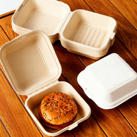 Contenants alimentaires jetables en gros, boîte bento verrouillable, boîte à burger biodégradable en pulpe pour croissant et gâteau