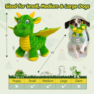 Jouet pour chien Instock Bubble Tough Chew Guard, jouet en peluche souple et durable, vert, en forme de dragon, qui couine, pour les grands chiens - Product Image 4