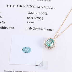 Collana in Zaffiro e Diamanti in Oro 10K, Collana con Gemme Coltivate, Gioiello Femminile di Alta Classe, Collana <span class=keywords><strong>Pallai</strong></span> Ba 14K, Gioielli Personalizzati - Product Image 5