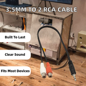 Adaptateur Jack 3,5 mm vers 2 <span class=keywords><strong>RCA</strong></span> Femelle, Câble Répartiteur Audio Vidéo avec Gaine en PVC et Blindage Combiné pour HDTV et Casque - Product Image 2