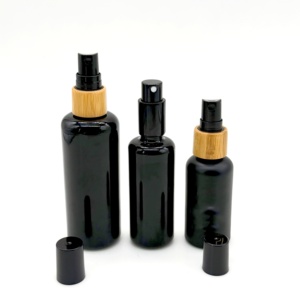 50ml Black Glass <strong>Spray</strong> Bottle with Bamboo Lids Luxury 30ml 50ml Black <strong>Spray</strong> Glass Bottle Round Cheap Oil Glass <strong>Spray</strong> Bottles - Product Image 5