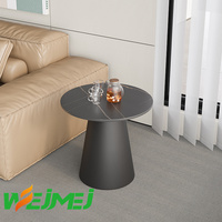 Ensemble de table basse ronde moderne en pierre frittée et base métallique de luxe avec hauteur réglable pour salon