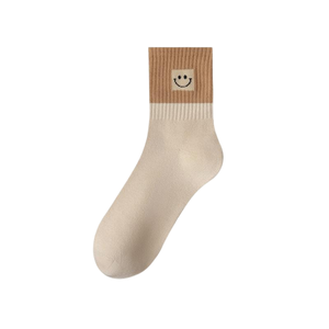 Chaussettes de sport de haute qualité, style Ins, polyvalentes, mignonnes, à motif de dessin animé, chaussettes décontractées de haute qualité, mignonnes, avec un visage souriant, mi-tube - Product Image 5