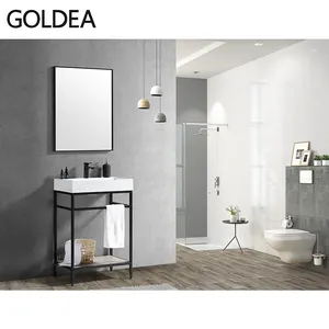 Wholesale free standing stainless steel support simple bathroom vanity