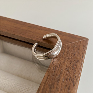 S925 Sterling Silver Niche Irregular Metal <b>Ring</b> Korean Minimalist Personality Texture Wholesale - Product Image 3