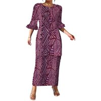 Ensembles Puletasi pour femmes, col rond, longueur au sol, taille naturelle, lavables, personnalisables, style Samoa (Asie et îles du Pacifique)
