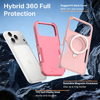 Coque de téléphone antichoc rose pour fille avec support réglable et armure magnétique pour iPhone 17 18 Pro Max