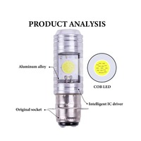 Ampoule de phare de moto universelle 12V H4 H6 BA20D P15D 18W LED 2COB, phare LED 6000K faisceau haut-bas, projecteur de phare LED, feu antibrouillard