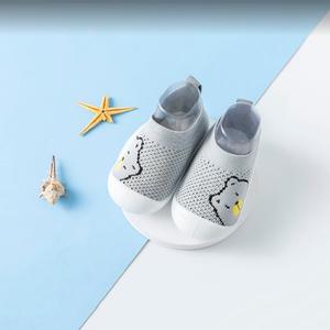 Zapatos <span class=keywords><strong>de</strong></span> Punto Azul Bebé Personalizados al por Mayor, Calcetines Antideslizantes Transpirables con Suela Suave para Primeros Pasos <span class=keywords><strong>de</strong></span> Bebés - Product Image 6