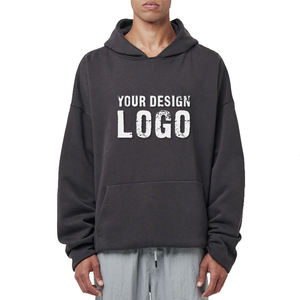 America Fashion Drop Shoulder Heavyweight Oversized Mens <b>Hoodie</b> Street Casual Solid Color Plus Fleece Plus Size Men's Hoodies - Product Image 1