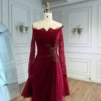 Robes de soirée sirène arabes de luxe en dentelle perlée, couleur rouge vin/rose clair, pour femmes, collection 2026, personnalisables LA72910