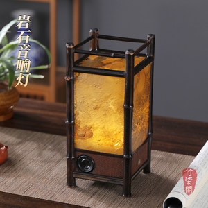 Bamboo Rock Ambient Lamp Led <b>Touch</b> Control Rechargeable Tea Table Ornament Zen Style Decor - Product Image 1