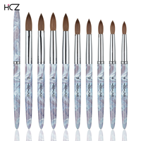 Fournisseur d'articles pour ongles : Ensemble de pinceaux à ongles en acrylique avec manche métallique, 100% poils de Kolinsky, tailles 6 à 22, pour extensions de salon