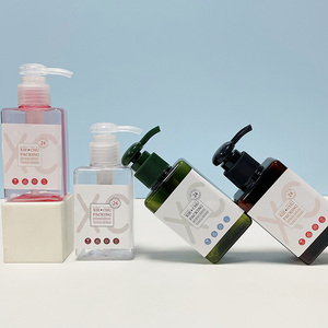 Distributeur de savon en plastique, 4 pièces, bouteilles carrées pour shampoing, savon, ambre, noir, avec pompe à mousse florale, 150ml, 250ml, 450ml - Product Image 6