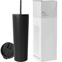 Gobelet isotherme moderne personnalisé avec logo, couvercle et paille, tasse à café glacé, bouteille d'eau réutilisable en acier inoxydable, mug de voyage