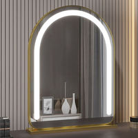 LED Electronic for Arch Shape Freestanding Touch Switch Metal Frame Glass Personalized Desktop Makeup Mirror
