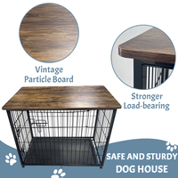 Vente en gros de grandes cages pour animaux de compagnie, meubles de cage pour chiens en bois, chenils avec plateau en plastique amovible